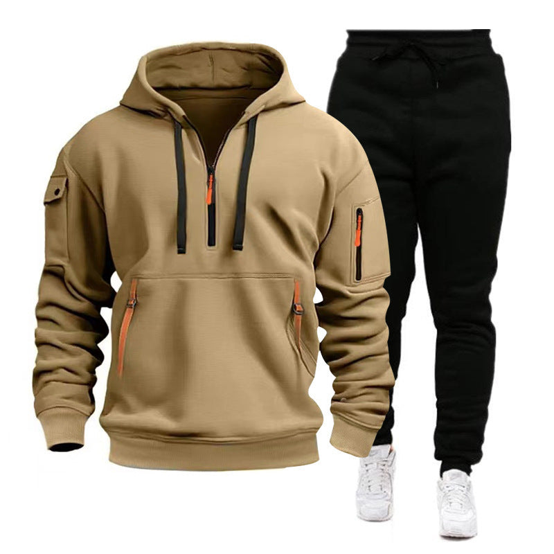 Men's sporty hoodie set with practical zip pockets and breathable properties Lisslune