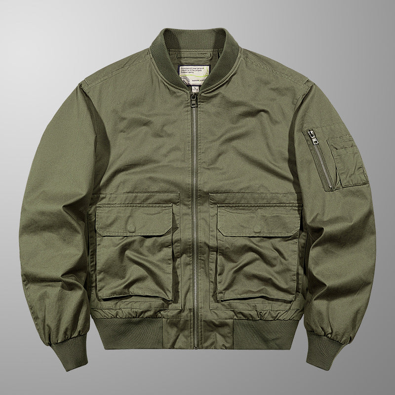Men's Bomber Jacket with Practical Pockets and Quilted Lining Lisslune