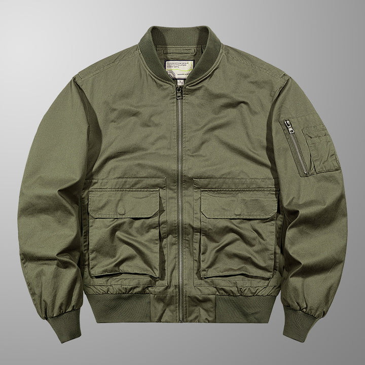 Men's Bomber Jacket with Practical Pockets and Quilted Lining Lisslune