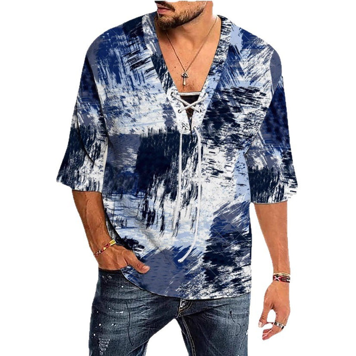 Men's graphic shirt with modern lacing design Lisslune