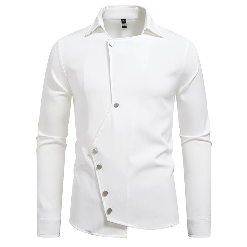 Men's fashionable, asymmetrical shirt with unique button details Lisslune
