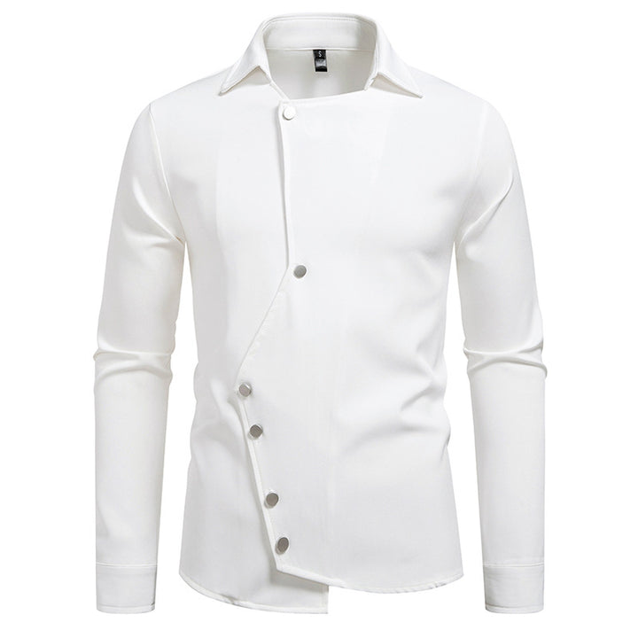 Men's fashionable, asymmetrical shirt with unique button details Lisslune