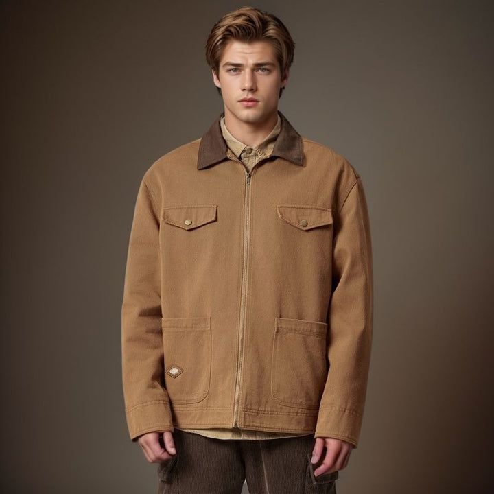 Men's casual utility jacket with practical flap pockets and zipper Lisslune