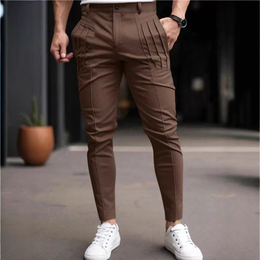 Men's stylish chinos with modern pleats by Lisslune