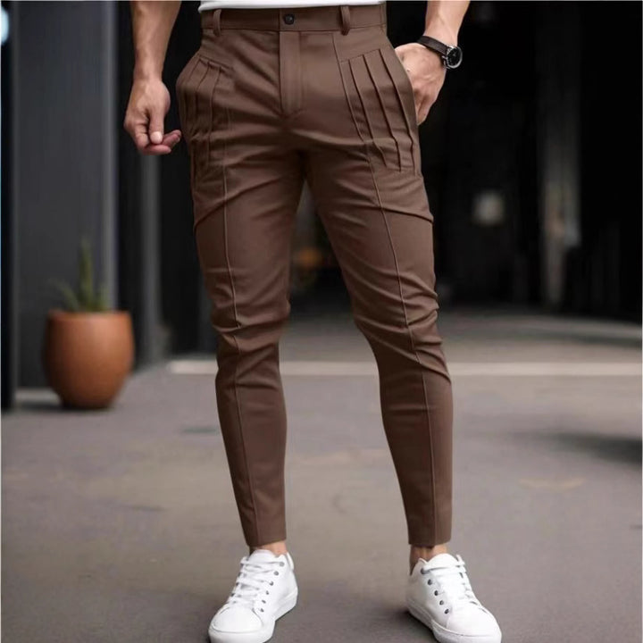 Men's stylish chinos with modern pleats by Lisslune