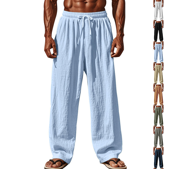 Men's Casual Beach Pants with Elastic Waistband and Practical Side Pockets Lisslune