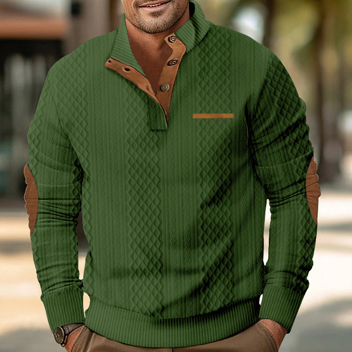Men's knitted sweater with modern collar and textured surface Lisslune