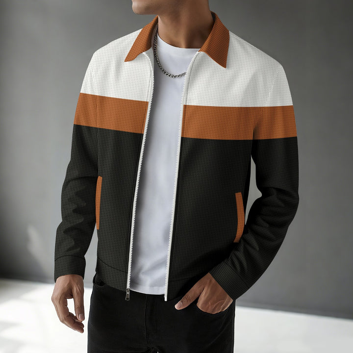 Men's modern leisure jacket with contrasting stripes and practical zipper Lisslune