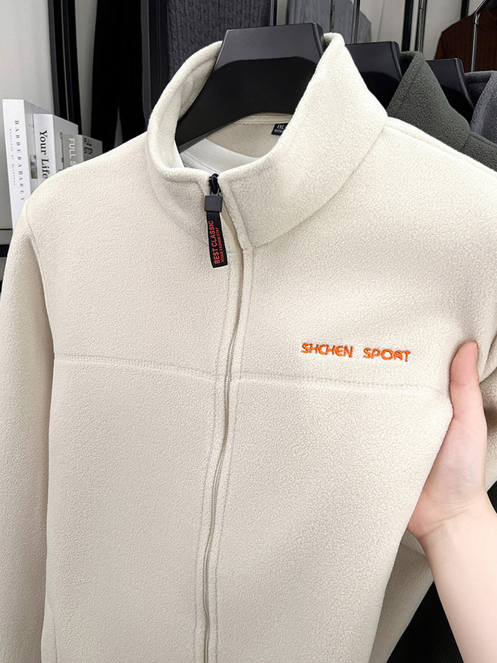 Men's fleece jacket with high collar and full zip Lisslune