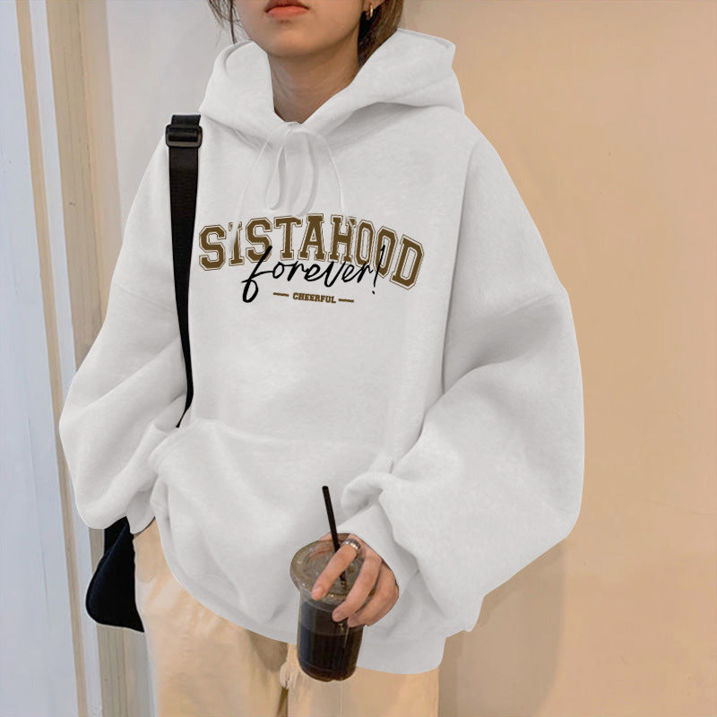 Women's hoodie with creative lettering and casual oversized fit