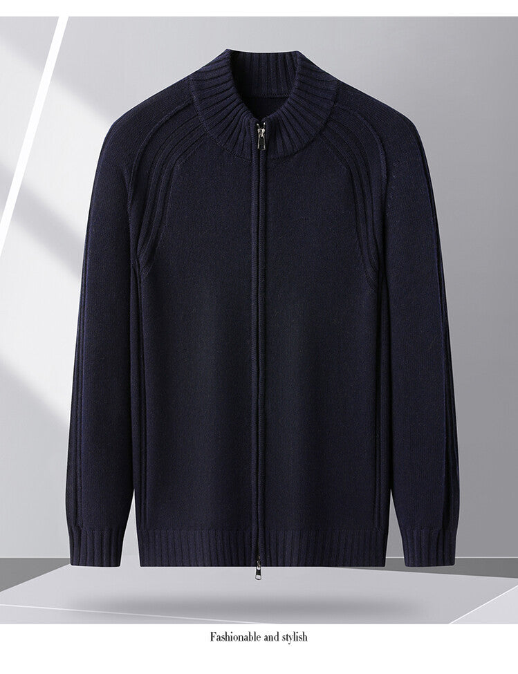 Men's zip-up cardigan with high collar Lisslune