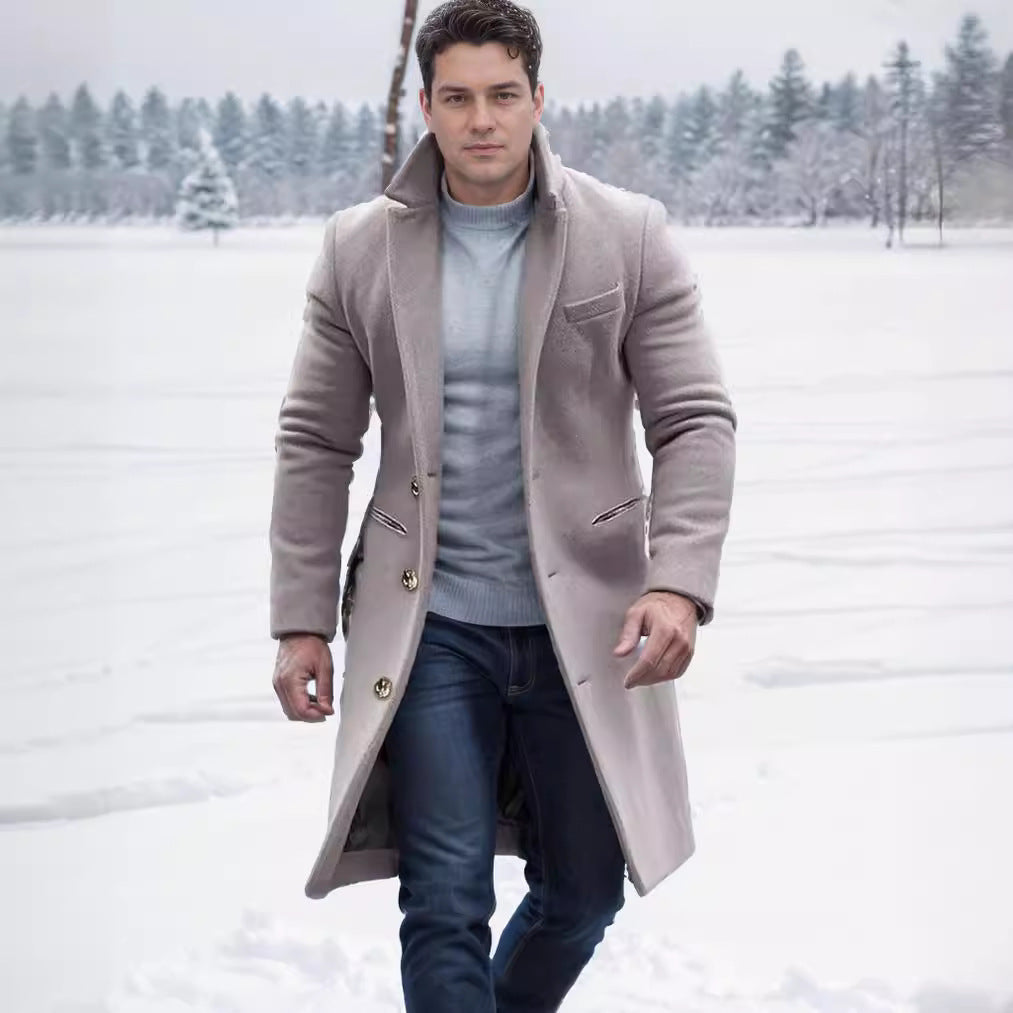 Men's elegant wool coat with slim fit and golden buttons Lisslune