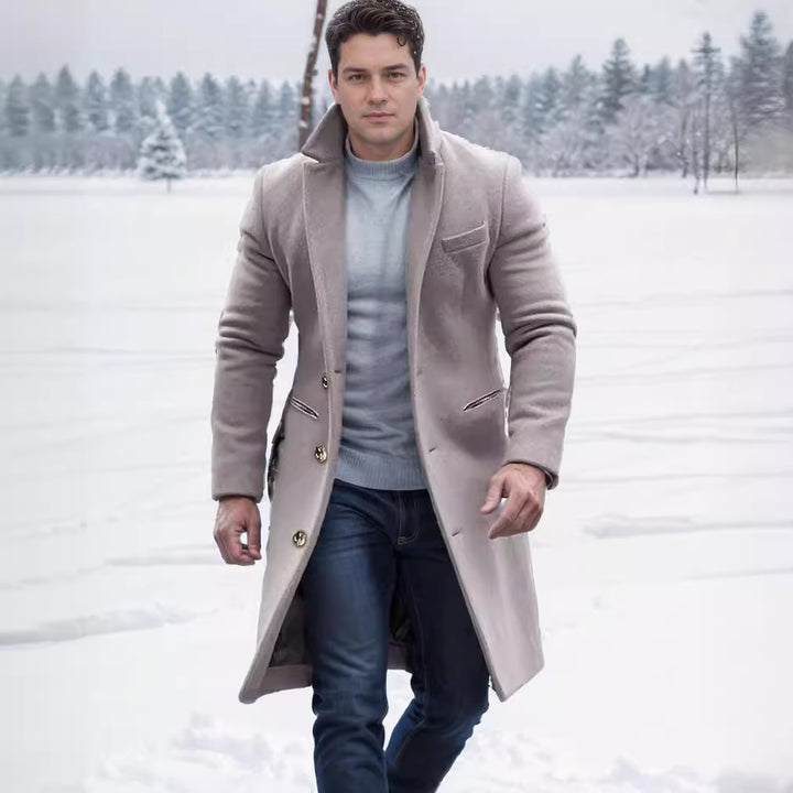 Men's elegant wool coat with slim fit and golden buttons Lisslune