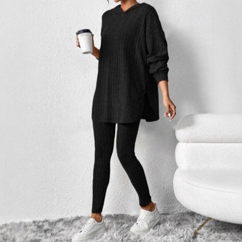 Damen Bequemes Lounge-Set mit Kapuze und schmalen Hosen Lisslune