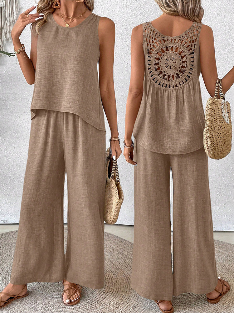 Women's airy summer set with crocheted back and loose fit Lisslune