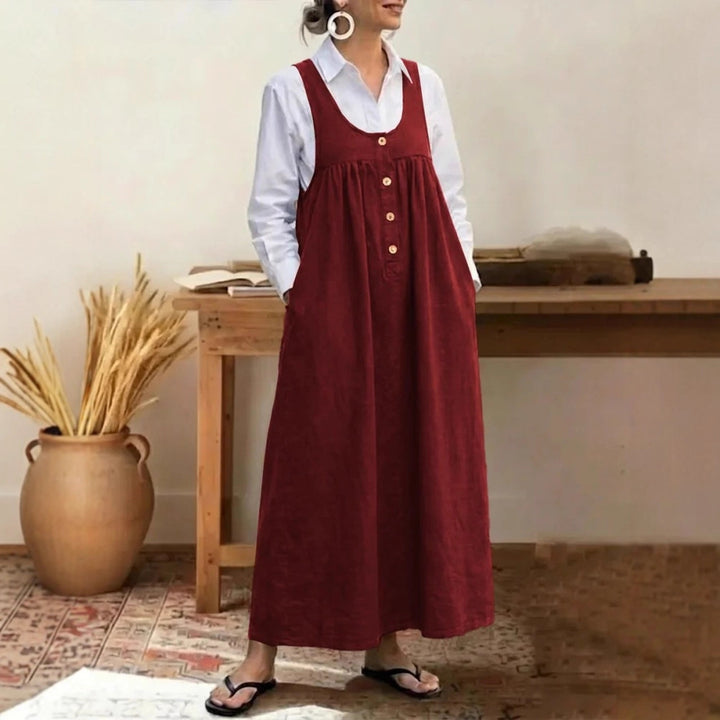 Women's maxi dress with button and pocket details Lisslune