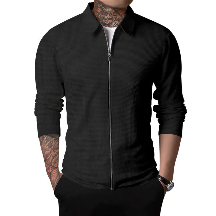 Men's elegant long sleeve shirt with full zip and textured fabric Lisslune