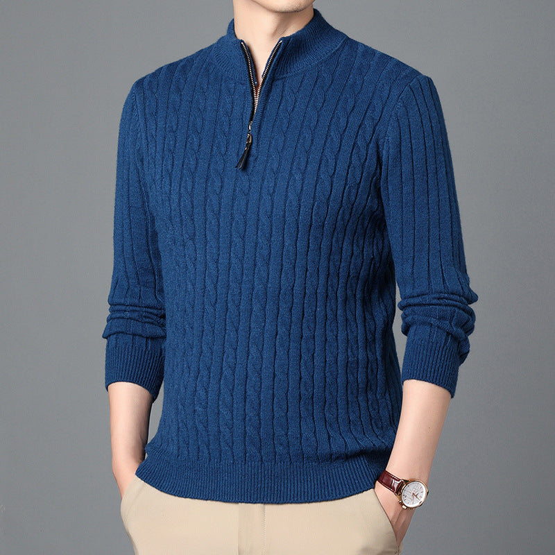 Men's High-Quality Knit Sweater with Modern Zipper and Detailed Texture Lisslune