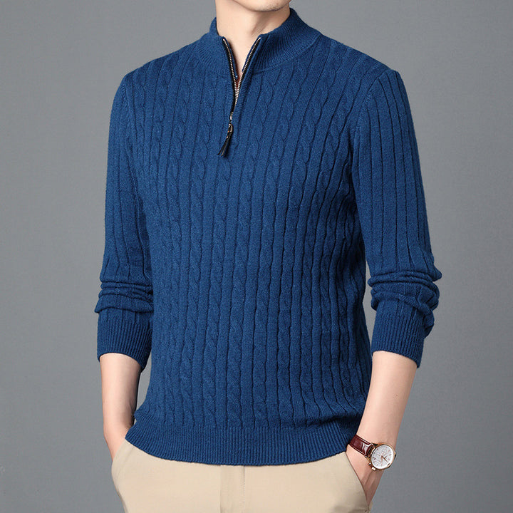 Men's High-Quality Knit Sweater with Modern Zipper and Detailed Texture Lisslune