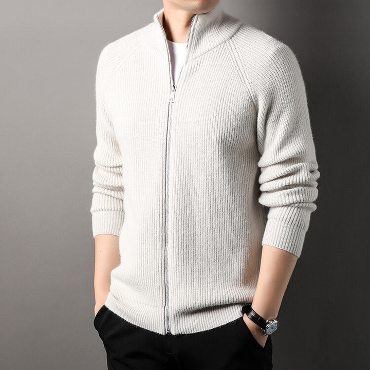 Men's cardigan with high collar and inconspicuous zipper Lisslune
