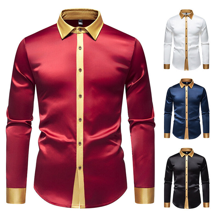 Men's Elegant Long Sleeve Shirt with Contrasting Collar and Button Details Lisslune
