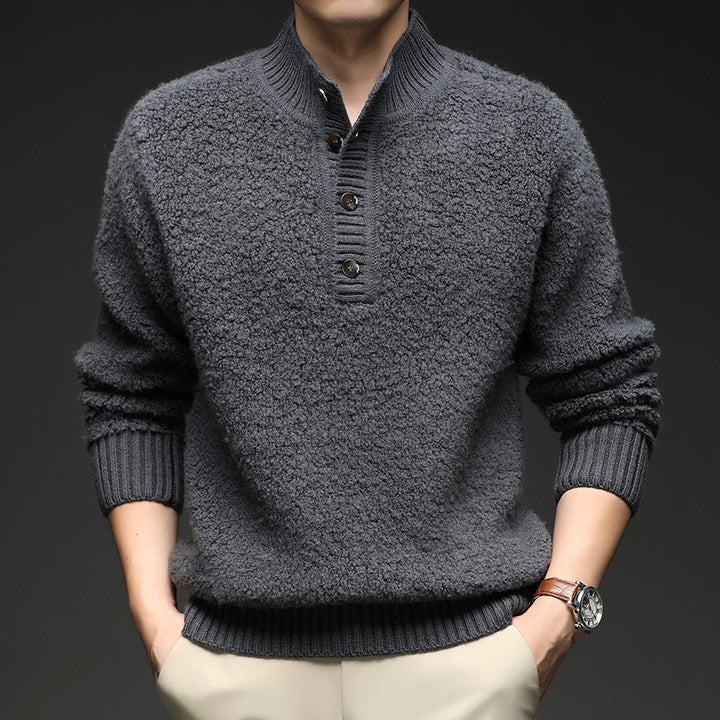 Men's sweater with textured surface and practical button closure Lisslune