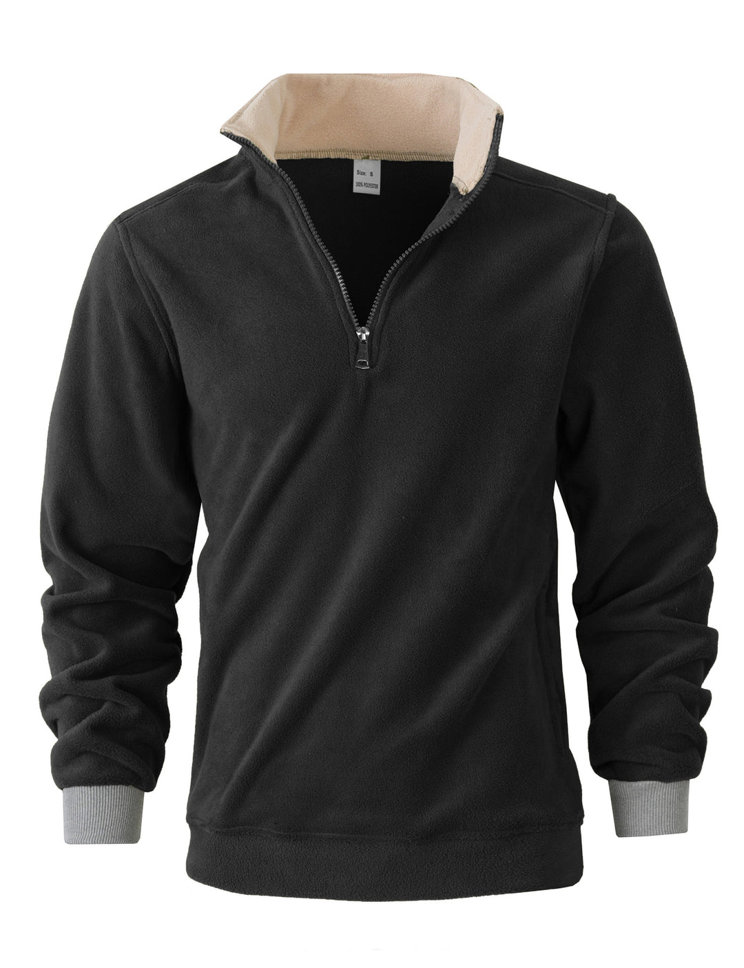 Men's fleece pullover with stand-up collar and zipper Lisslune