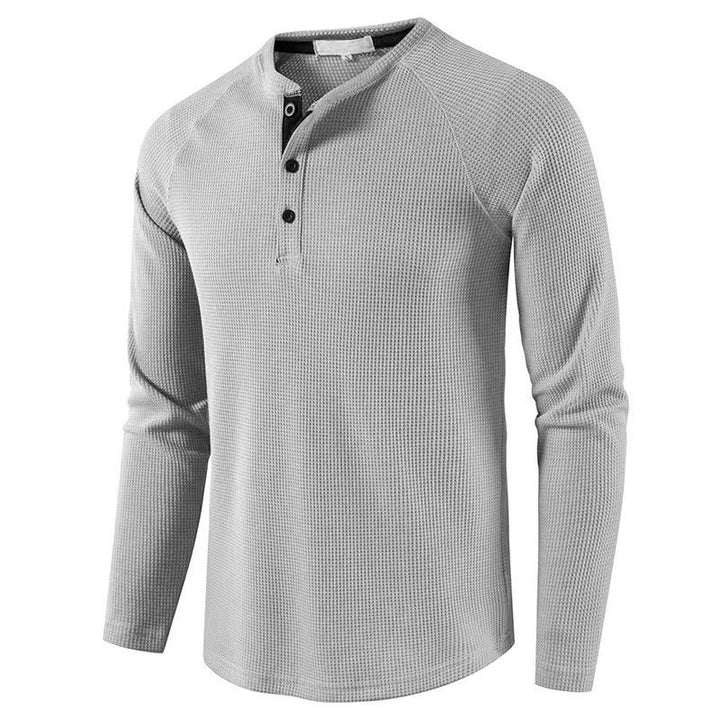 Men's Long Sleeve T-Shirt with Button Placket Lisslune