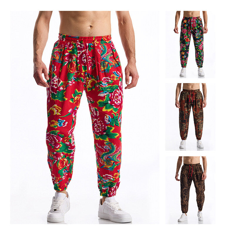 Men's leisure pants with floral design Lisslune