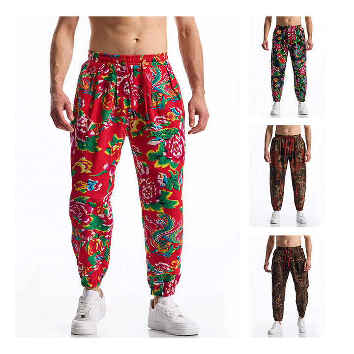 Men's leisure pants with floral design Lisslune