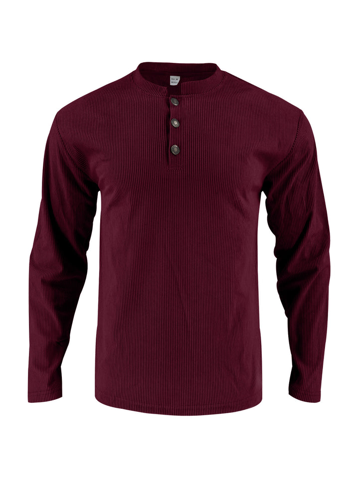 Men's long sleeve shirt with comfortable button placket and textured design Lisslune