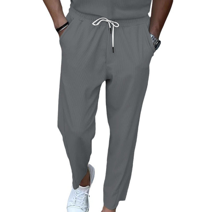 Men's Comfortable Leisure Pants with Elastic Waistband and Modern Stripes Lisslune