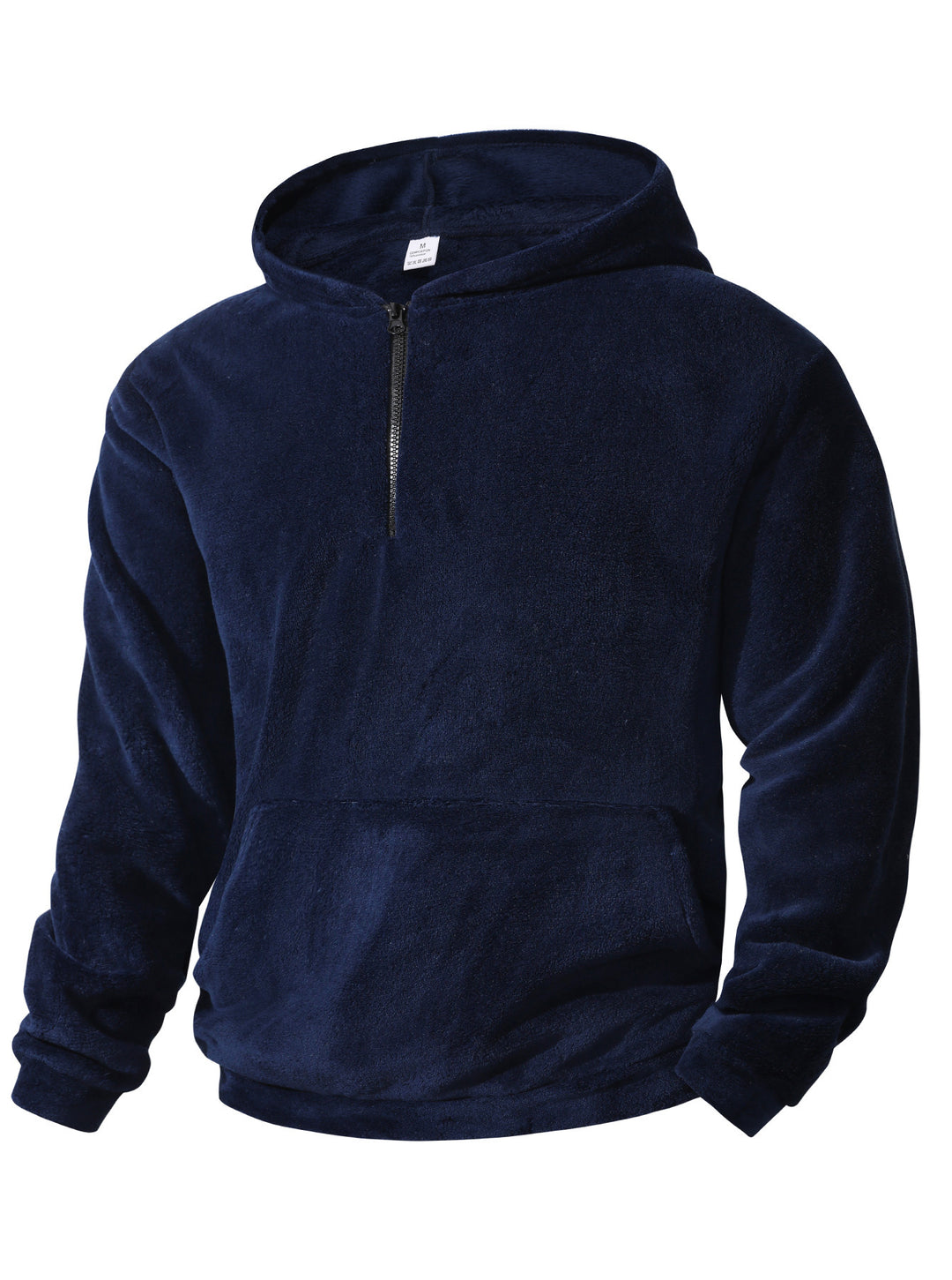 Men's fleece hoodie with innovative half-length zipper Lisslune