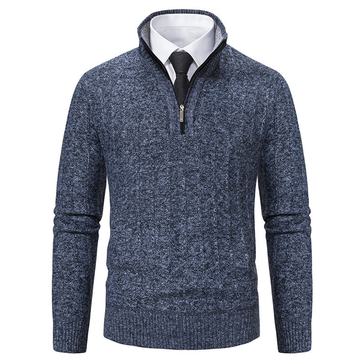 Men's stylish knitted sweater with zipper and high collar Lisslune