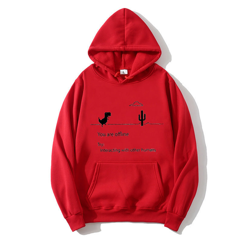 Ladies hoodie with creative dinosaur and interaction motif Lisslune