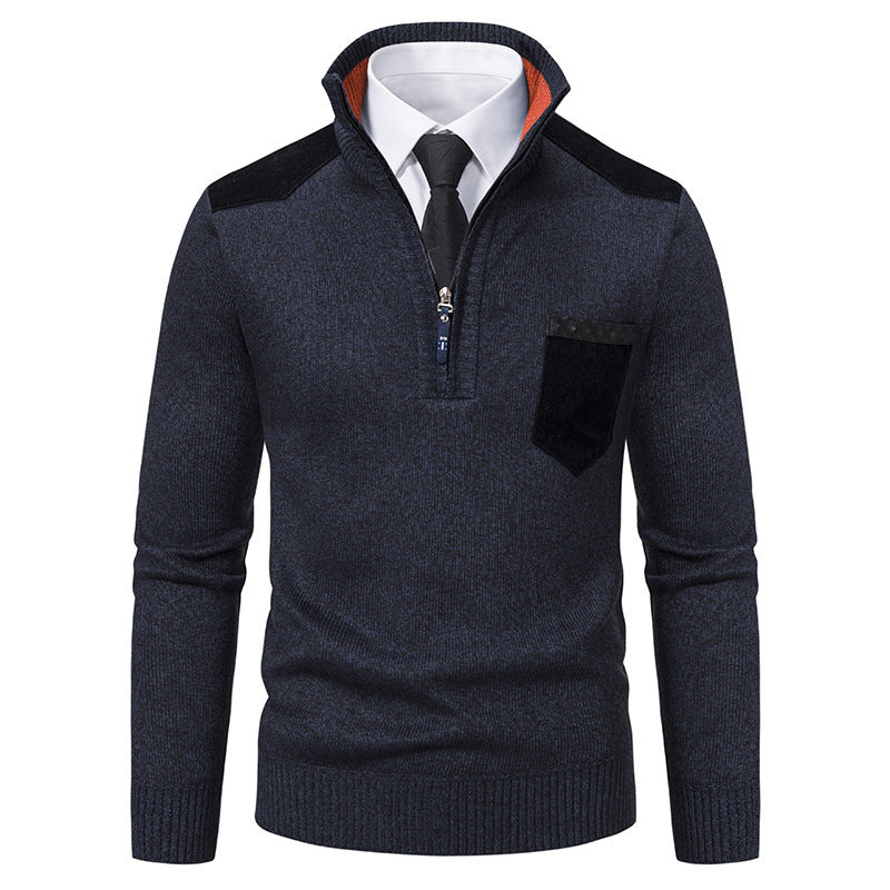 Men's stylish sweater with stand-up collar and practical zipper Lisslune