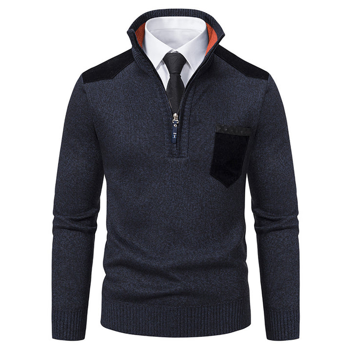 Men's stylish sweater with stand-up collar and practical zipper Lisslune