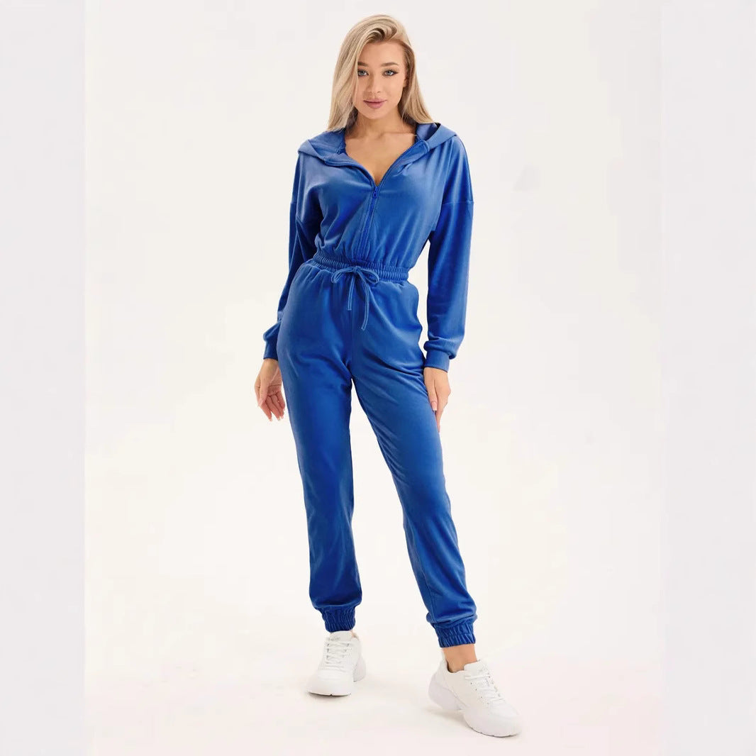 Women's velvety hoodie jumpsuit Lisslune