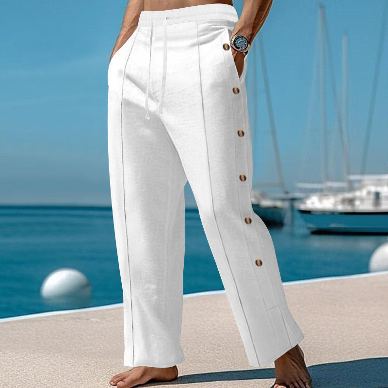 Men's elegant summer pants with side buttons Lisslune