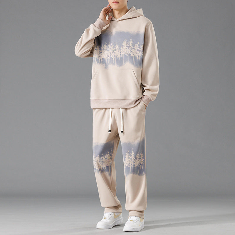 Men's leisure loungewear set with relaxed fit and creative tree print Lisslune
