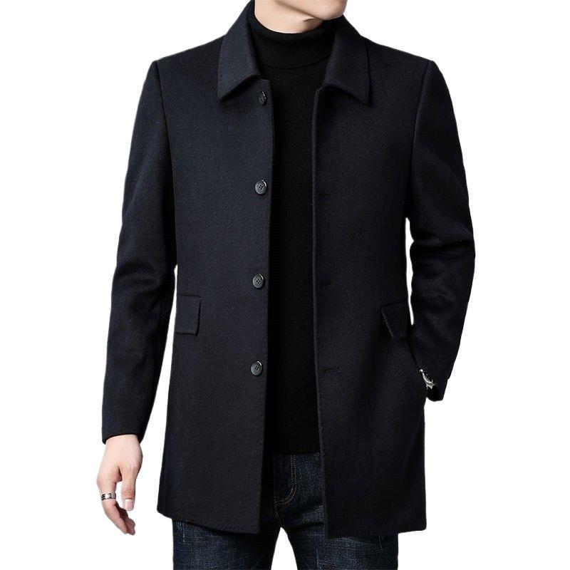 Men's elegant wool coat with classic lapels and pockets Lisslune