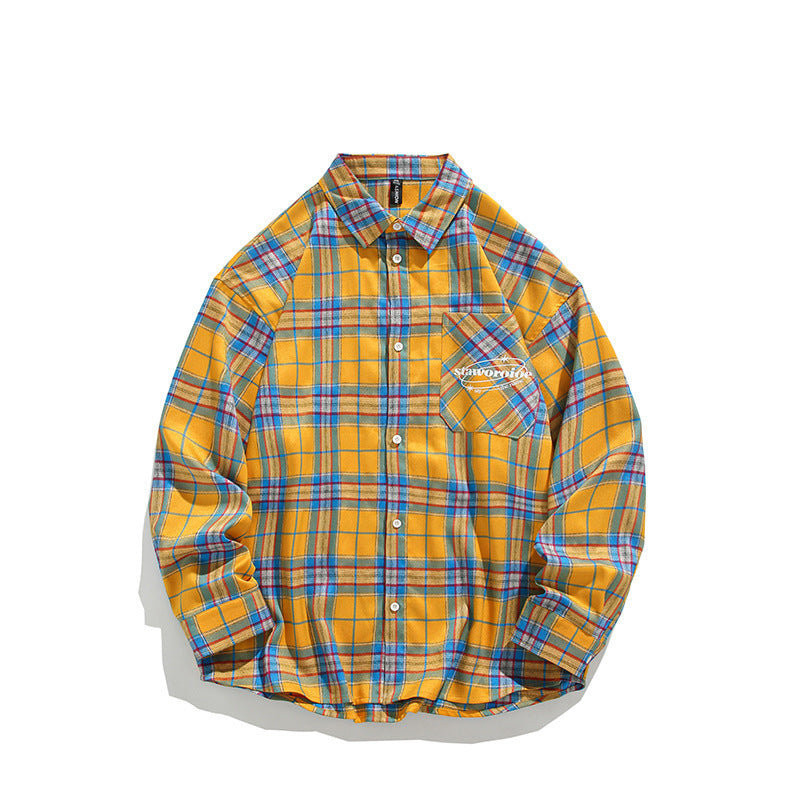 Men's checkered casual shirt with open collar and chest pocket Lisslune