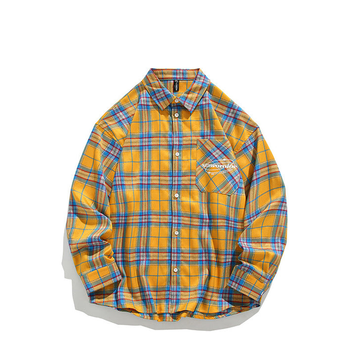 Men's checkered casual shirt with open collar and chest pocket Lisslune
