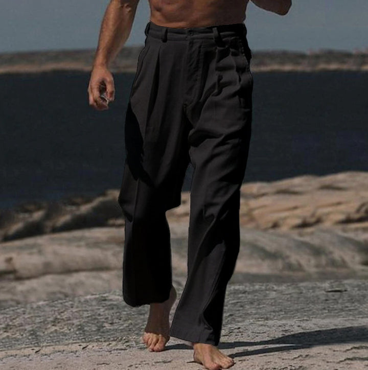Men's elegant linen trousers with wide cut and high wearing comfort Lisslune
