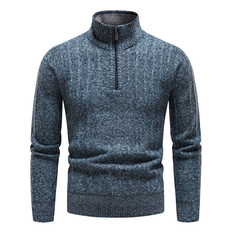 Men's elegant knitted sweater with stand-up collar and short zipper Lisslune