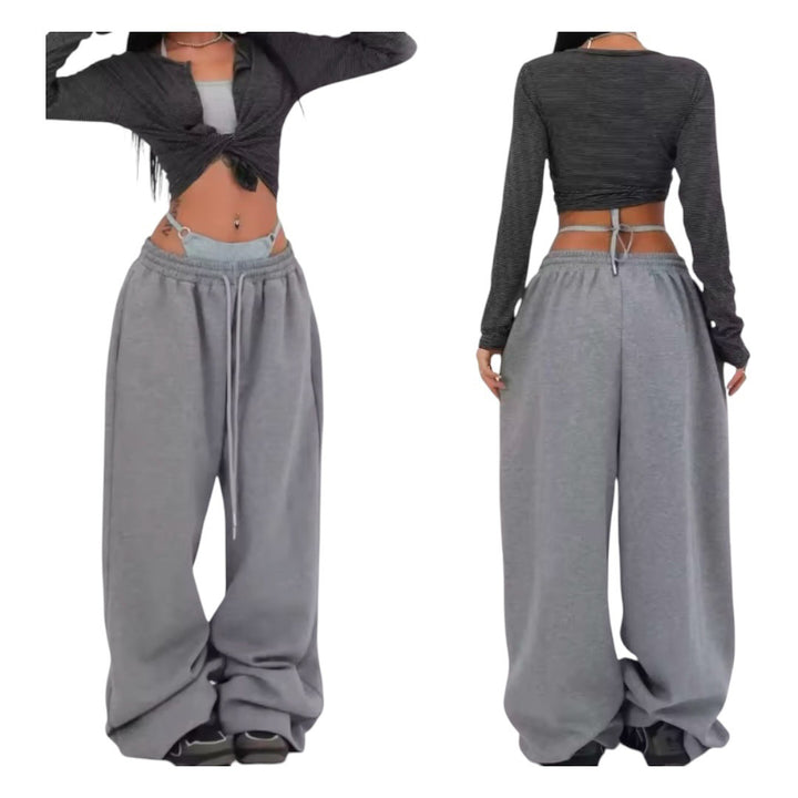 Women's comfortable Relaxed Fit leisure pants with high waistband and side pockets Lisslune