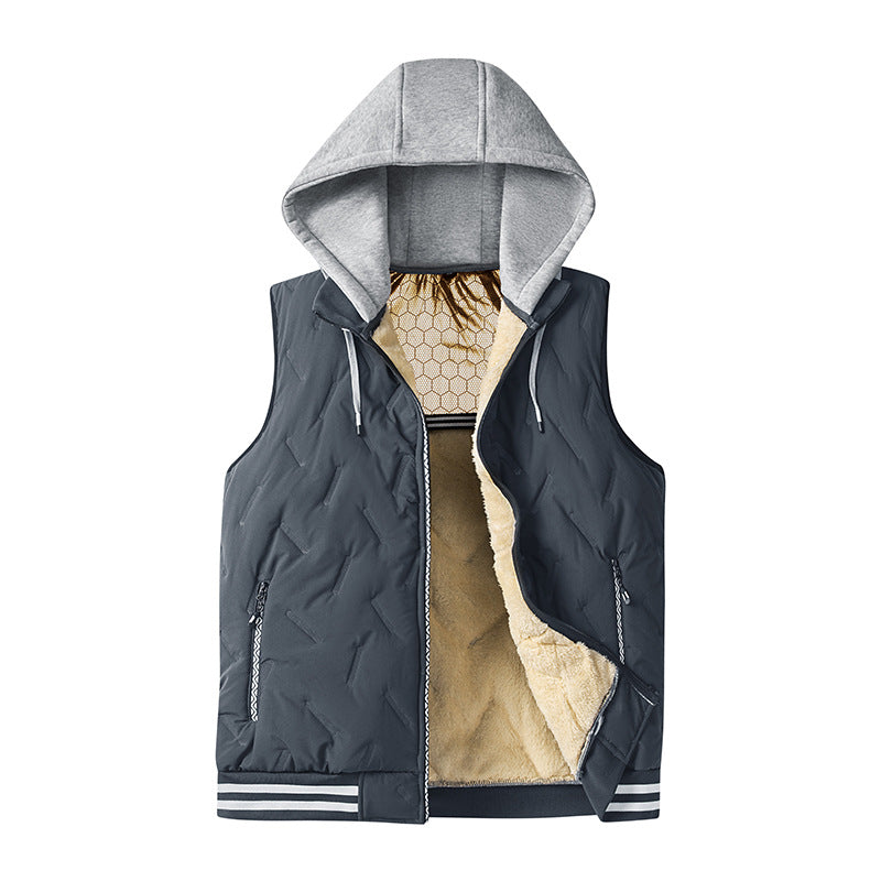 Men's padded vest with high collar and hood Lisslune