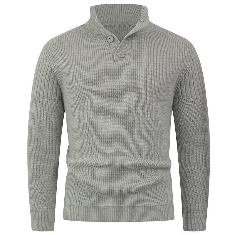 Men's knitted sweater with high collar and button details Lisslune