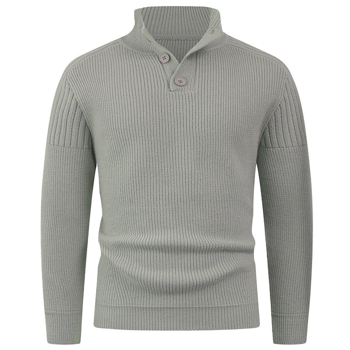 Men's knitted sweater with high collar and button details Lisslune