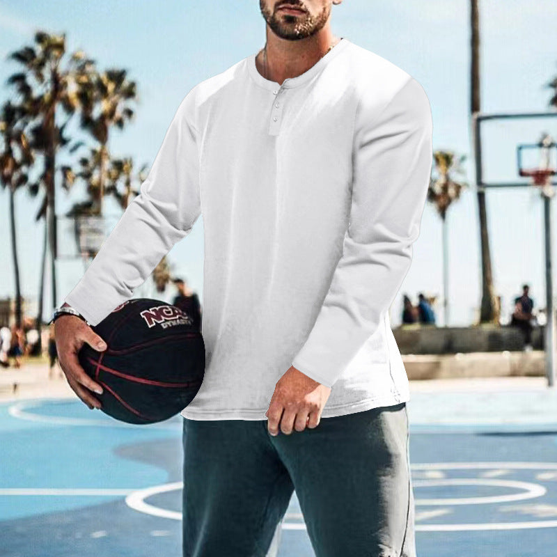 Men's long-sleeve sports top with button placket and breathable properties Lisslune